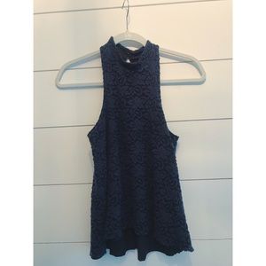 Hollister high neck gray lace top gently worn